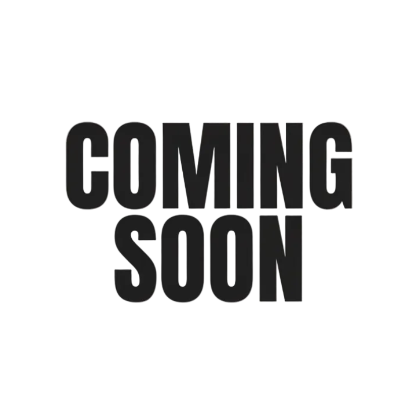 Text 'COMING SOON' in black on a white background